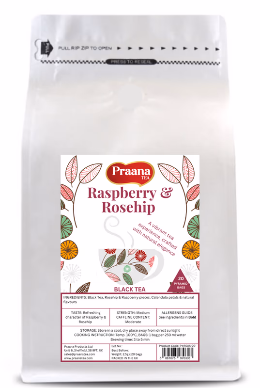 Raspberry and Rosehip Black Tea- Pyramid Tea Bags